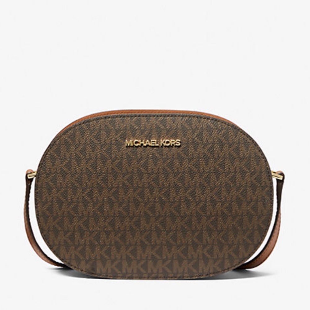 Michael Kors Jet Set Travel Medium Signature Logo EW Crossbody Bag Brown NWT